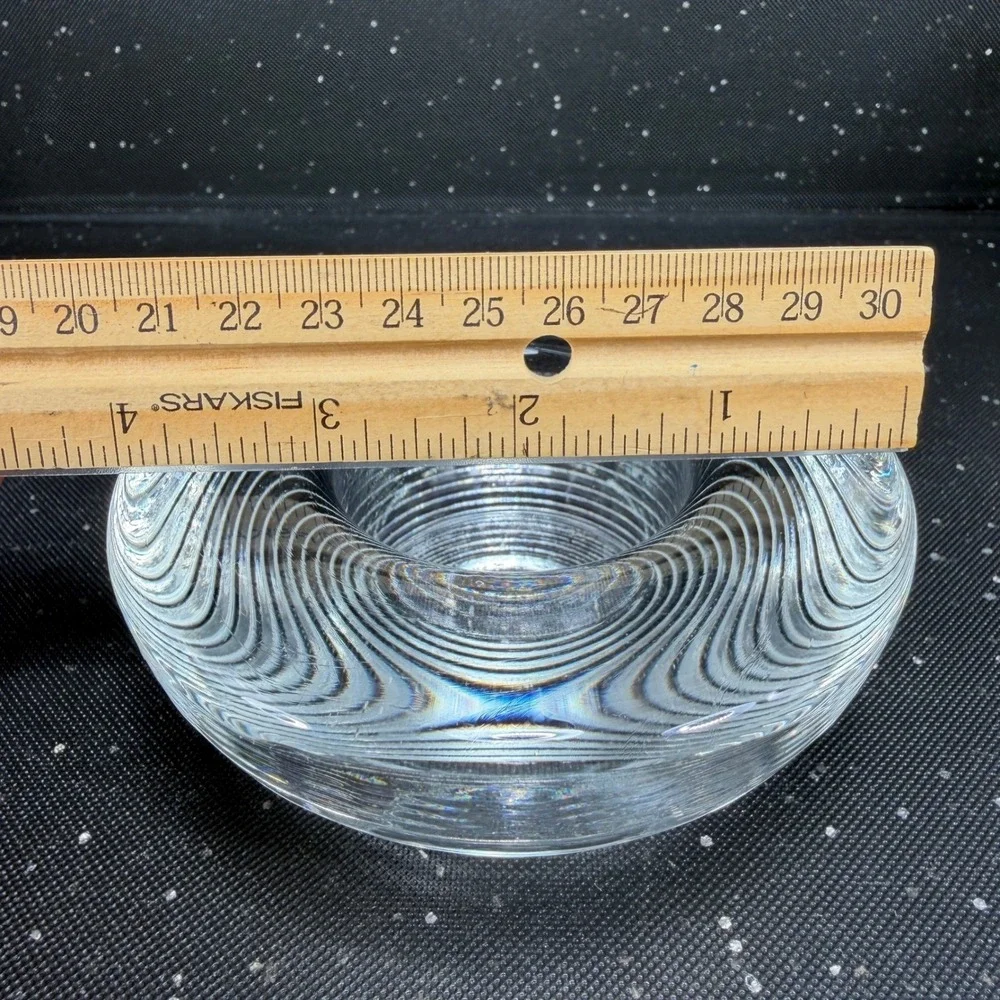 Iittala Aino Aalto Clear Glass Ribbed Tea Light Votive Candle Holder 4x2 Heavy